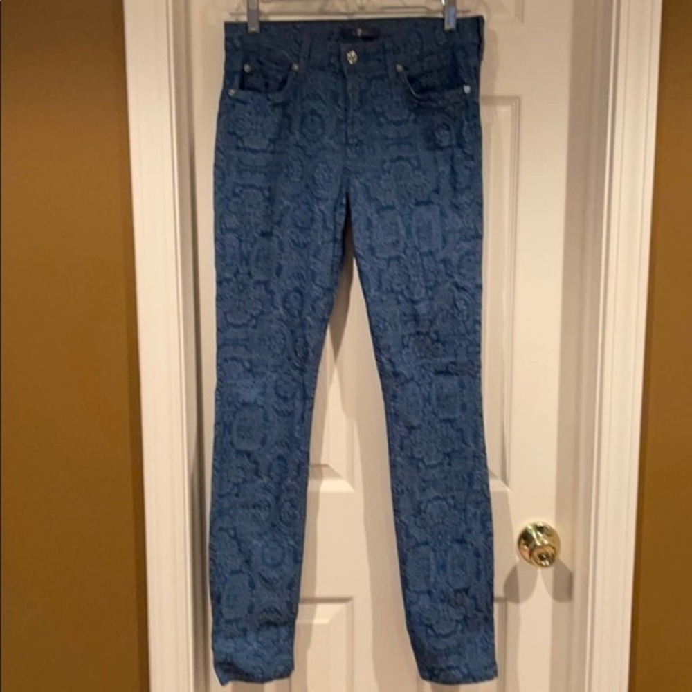 7FAM printed skinny jeans